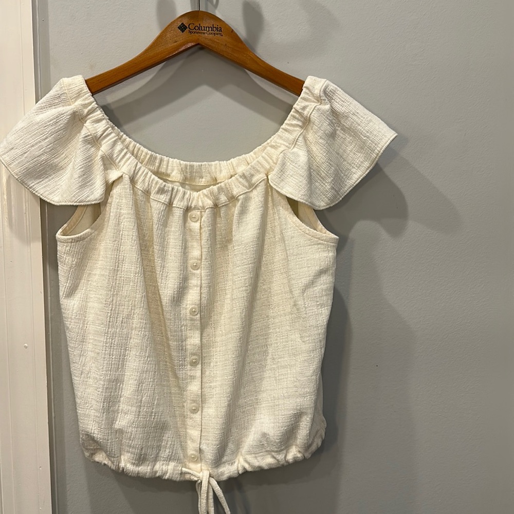Madewell top cream white shirt L
